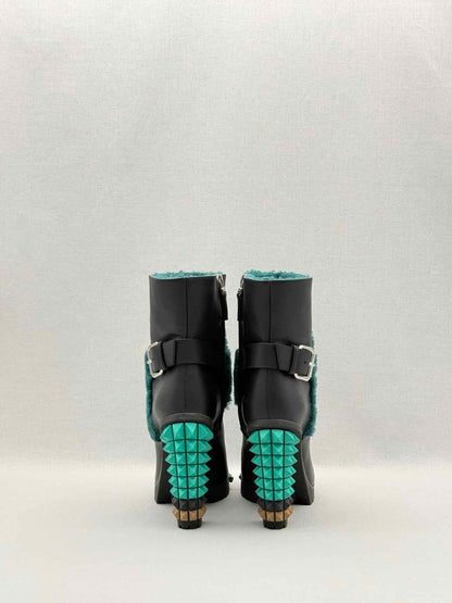 Pre-loved FENDI Black & Green Size EU 40 Ankle Boots at Reems Closet