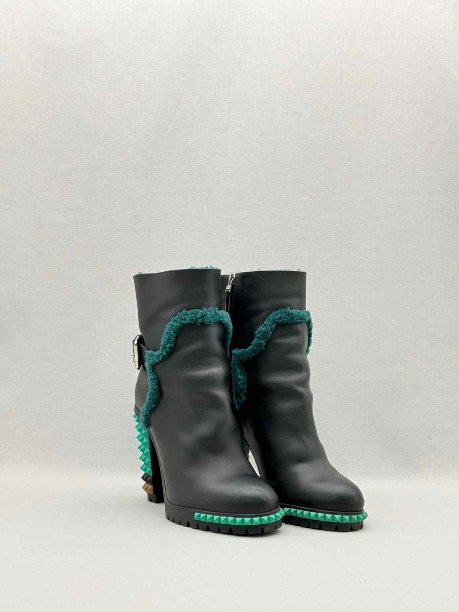 Pre-loved FENDI Black & Green Size EU 40 Ankle Boots at Reems Closet