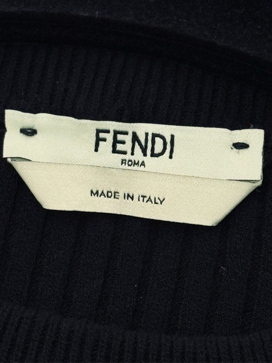 Pre - loved FENDI Black w/ Cream Stitch Detail Size US 2 Top at Reems Closet