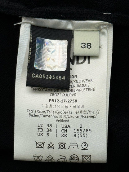 Pre - loved FENDI Black w/ Cream Stitch Detail Size US 2 Top at Reems Closet