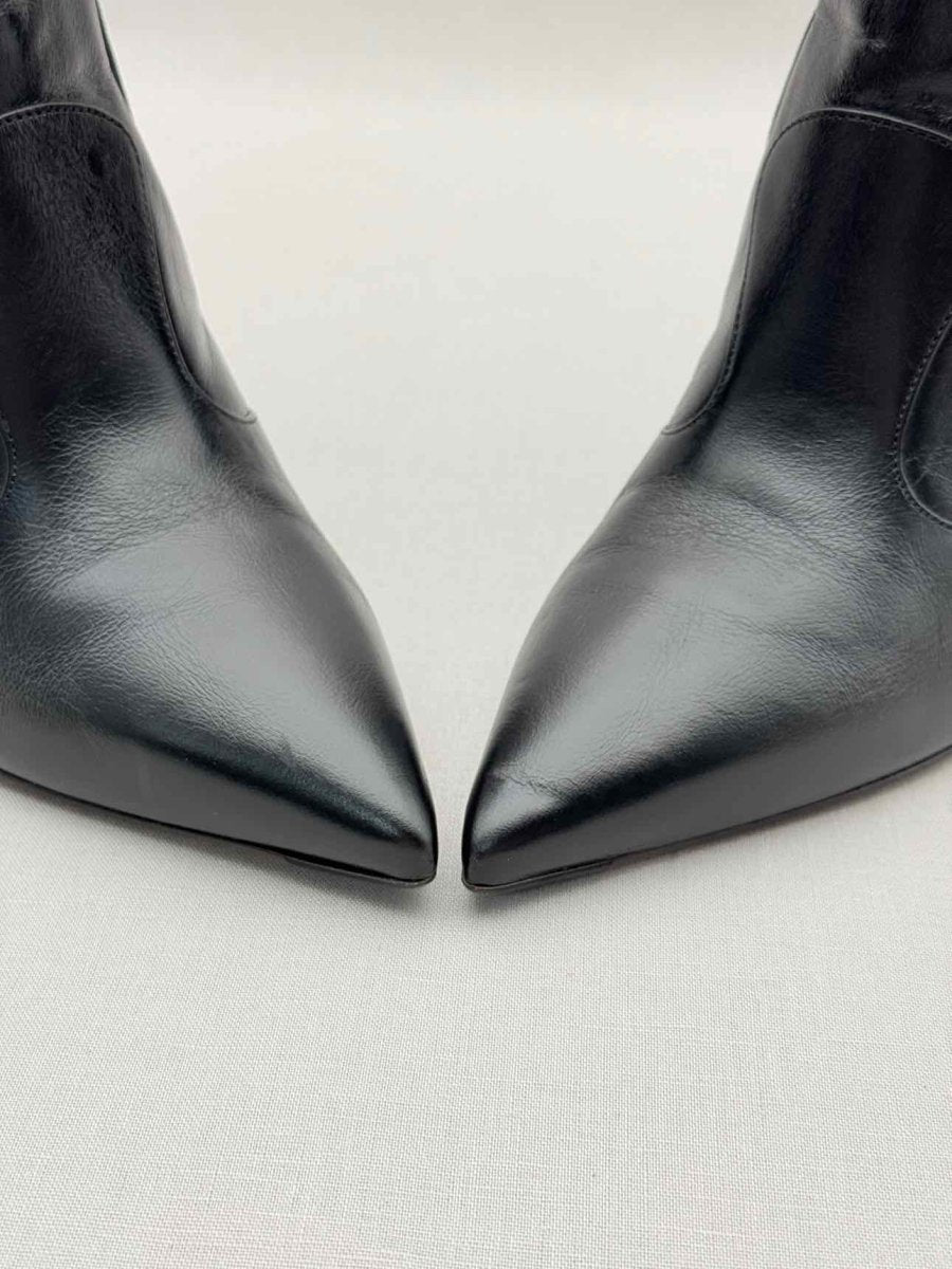 Pre - loved FENDI Black w/ White Logo Print Size EU 39 Ankle Boots at Reems Closet