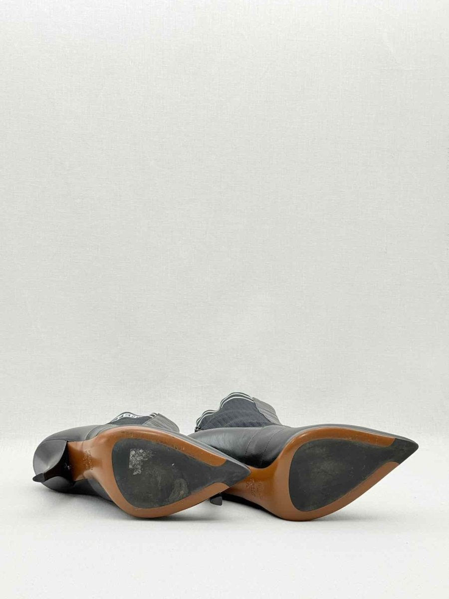 Pre - loved FENDI Black w/ White Logo Print Size EU 39 Ankle Boots at Reems Closet