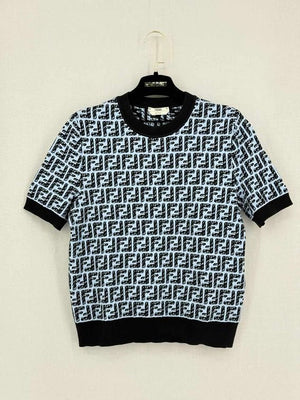 Pre-loved FENDI Blue & Black FF Zucca Size US 8 Sweater at Reems Closet