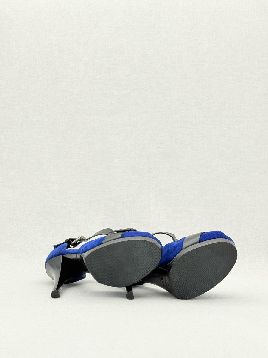 Pre - loved FENDI Blue & Black Size EU 39 Heeled Sandals at Reems Closet