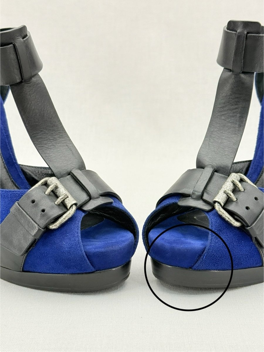 Pre - loved FENDI Blue & Black Size EU 39 Heeled Sandals at Reems Closet