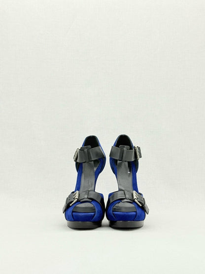 Pre - loved FENDI Blue & Black Size EU 39 Heeled Sandals at Reems Closet