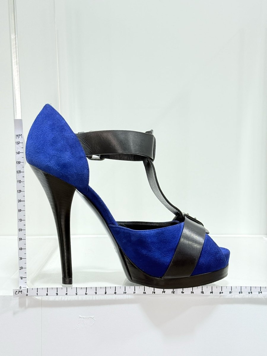 Pre - loved FENDI Blue & Black Size EU 39 Heeled Sandals at Reems Closet