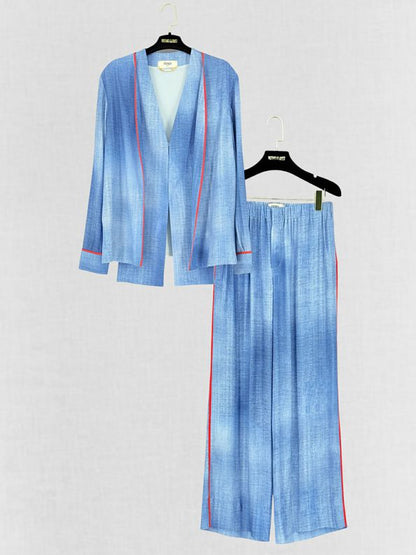 Pre - loved FENDI Blue w/ Red Pipeline Size US 8 Outfit Set at Reems Closet