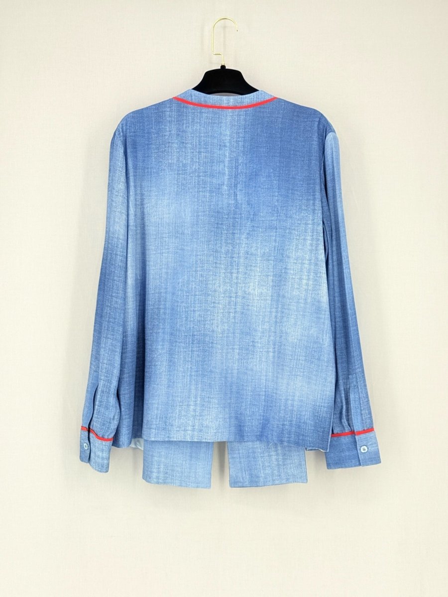 Pre - loved FENDI Blue w/ Red Pipeline Size US 8 Outfit Set at Reems Closet