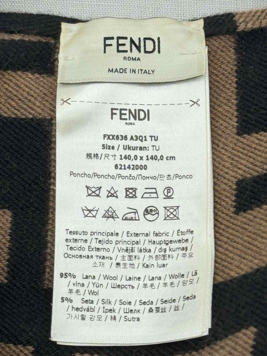 Pre - loved FENDI Brown FF Jacquard Size One Size Poncho at Reems Closet