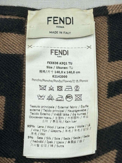 Pre - loved FENDI Brown FF Jacquard Size One Size Poncho at Reems Closet