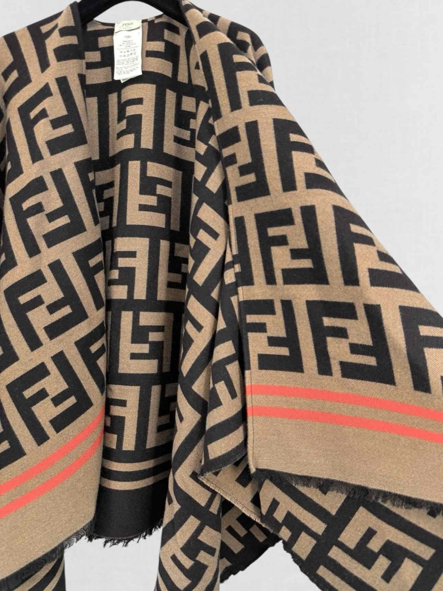 Pre - loved FENDI Brown FF Jacquard Size One Size Poncho at Reems Closet