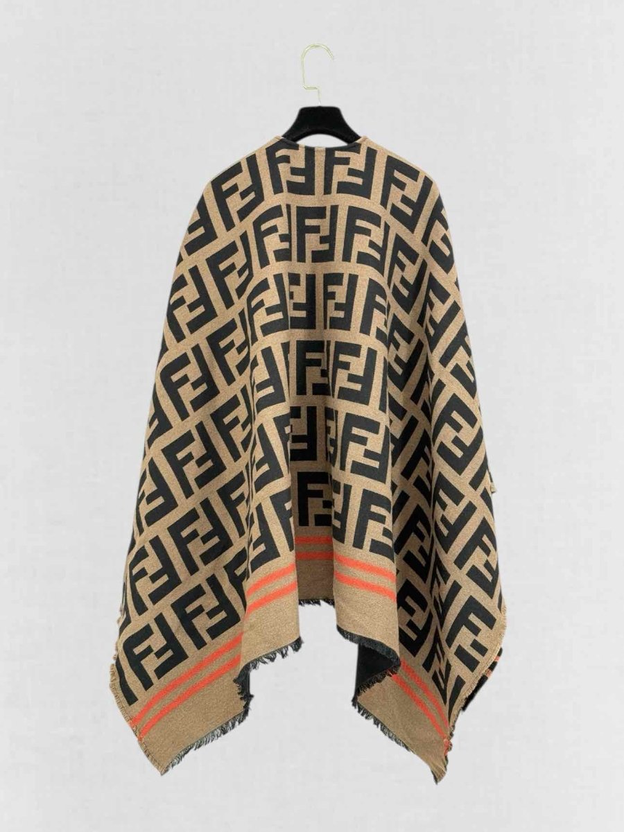 Pre - loved FENDI Brown FF Jacquard Size One Size Poncho at Reems Closet