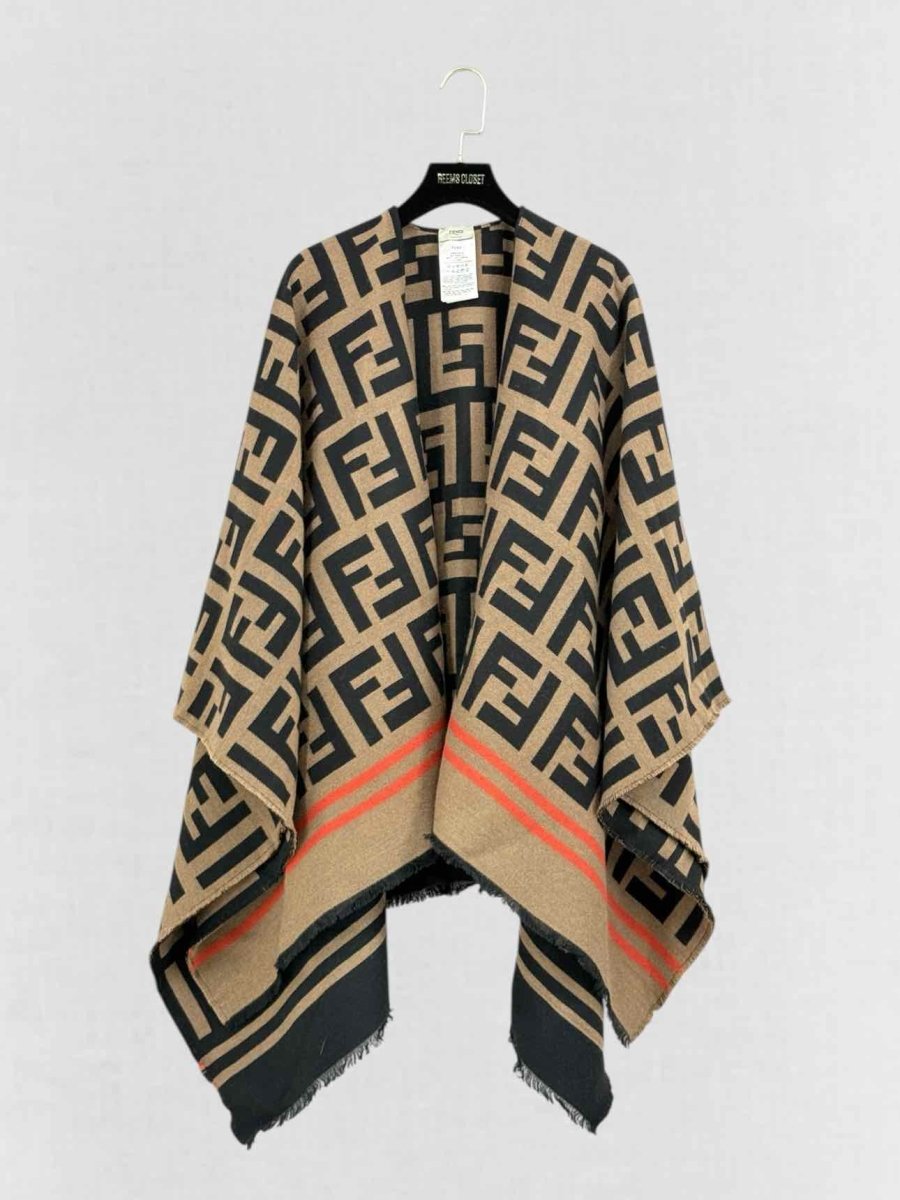 Pre - loved FENDI Brown FF Jacquard Size One Size Poncho at Reems Closet