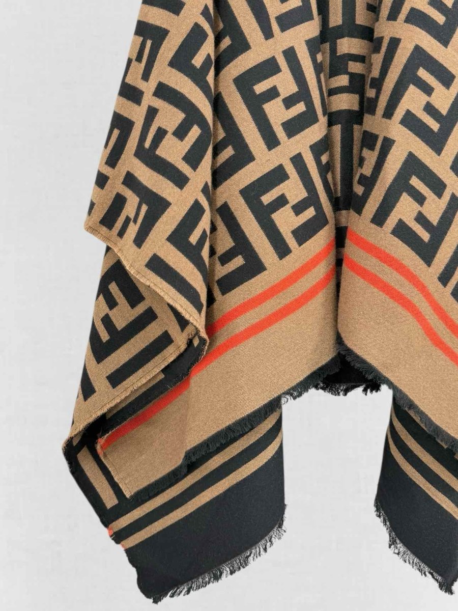 Pre - loved FENDI Brown FF Jacquard Size One Size Poncho at Reems Closet