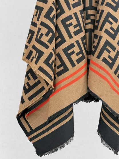 Pre - loved FENDI Brown FF Jacquard Size One Size Poncho at Reems Closet
