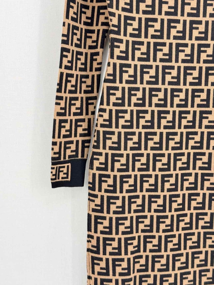 Pre - loved FENDI Brown FF Jacquard Size US 0 Midi Dress at Reems Closet