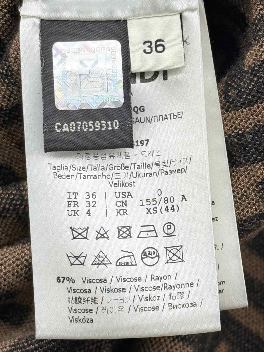 Pre - loved FENDI Brown FF Jacquard Size US 0 Midi Dress at Reems Closet