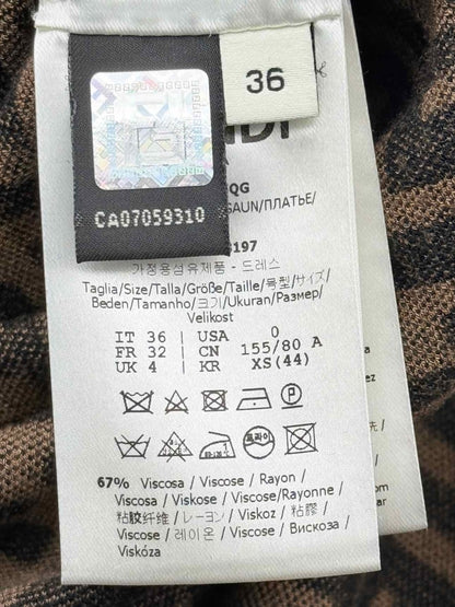 Pre - loved FENDI Brown FF Jacquard Size US 0 Midi Dress at Reems Closet