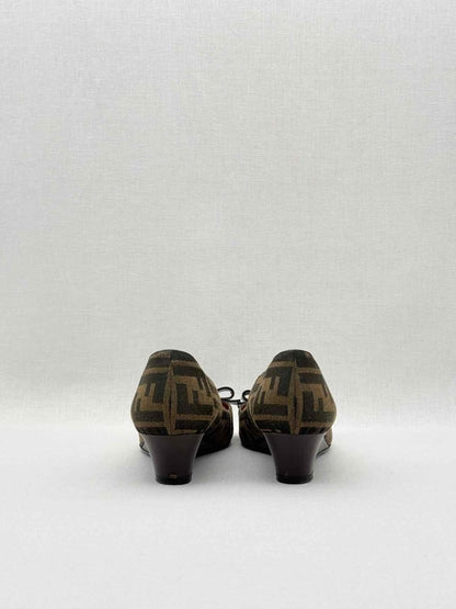 Pre - loved FENDI Brown FF Zucca Size EU 38 Wedges at Reems Closet