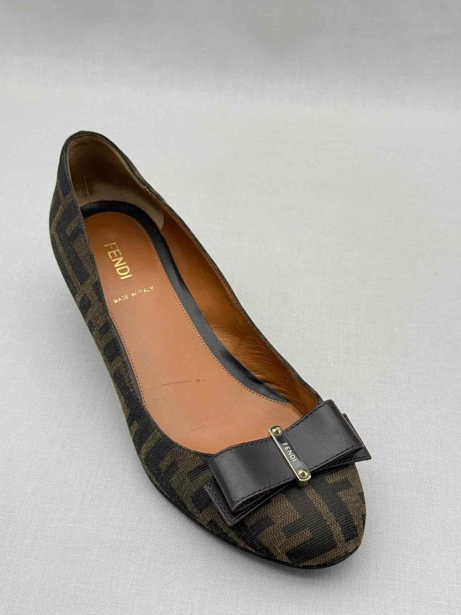 Pre - loved FENDI Brown FF Zucca Size EU 38 Wedges at Reems Closet