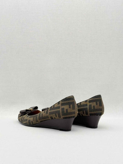 Pre - loved FENDI Brown FF Zucca Size EU 38 Wedges at Reems Closet
