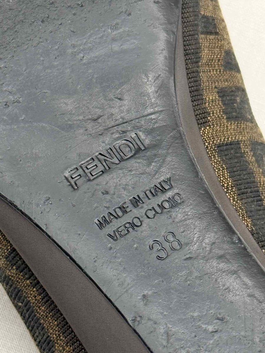 Pre - loved FENDI Brown FF Zucca Size EU 38 Wedges at Reems Closet