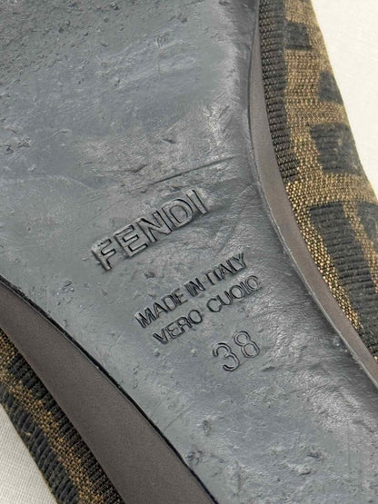 Pre - loved FENDI Brown FF Zucca Size EU 38 Wedges at Reems Closet