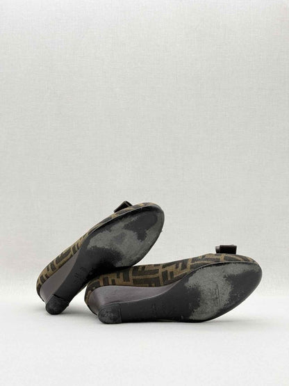 Pre - loved FENDI Brown FF Zucca Size EU 38 Wedges at Reems Closet