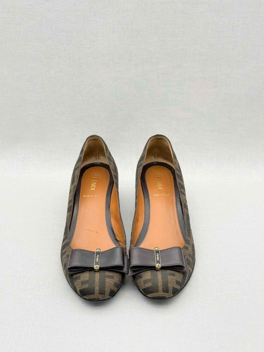 Pre - loved FENDI Brown FF Zucca Size EU 38 Wedges at Reems Closet