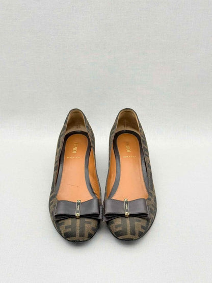Pre - loved FENDI Brown FF Zucca Size EU 38 Wedges at Reems Closet