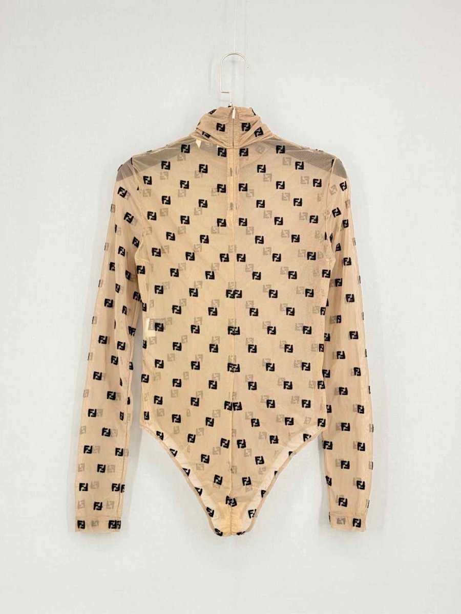 Pre - loved FENDI Brown Flock Size US 4 Bodysuit at Reems Closet