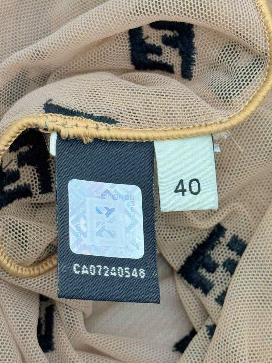 Pre - loved FENDI Brown Flock Size US 4 Bodysuit at Reems Closet