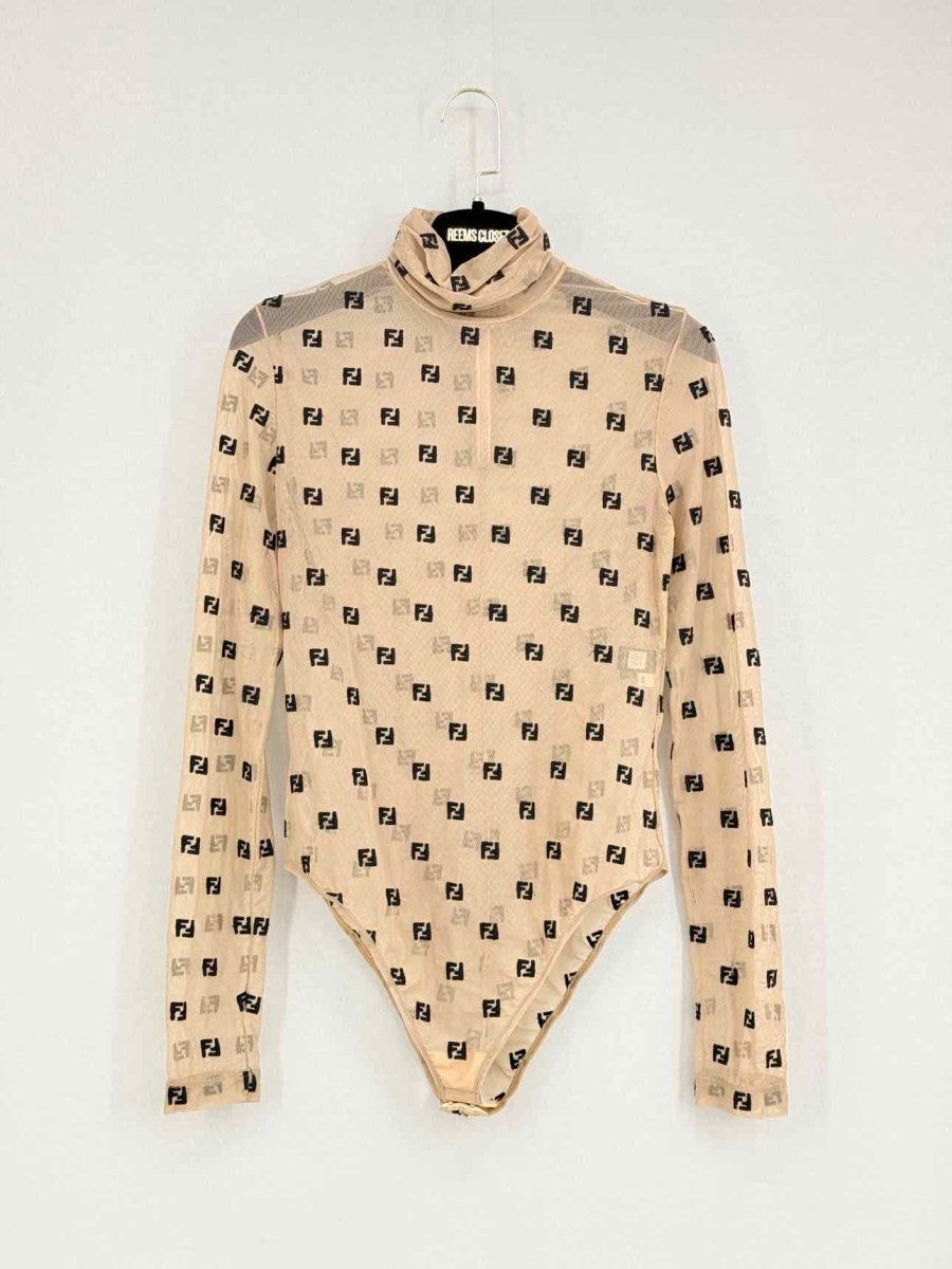 Pre - loved FENDI Brown Flock Size US 4 Bodysuit at Reems Closet