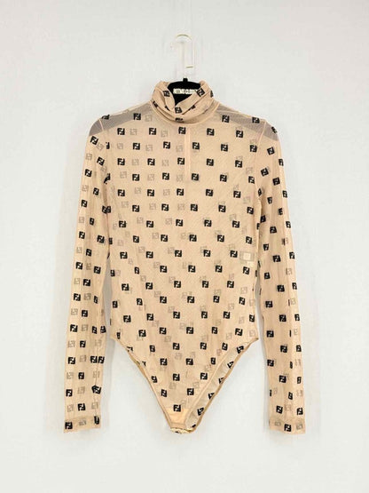 Pre - loved FENDI Brown Flock Size US 4 Bodysuit at Reems Closet