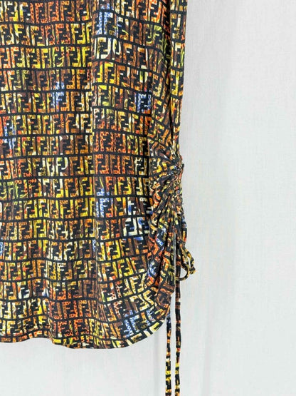 Pre - loved FENDI Brown Multicolor FF Motif Size US 6 Short Dress at Reems Closet