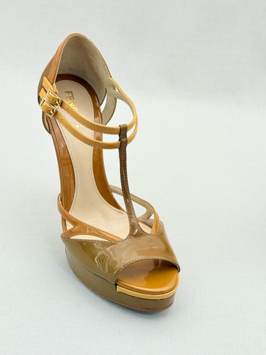 Pre - loved FENDI Brown Size EU 37.5 Heeled Sandals at Reems Closet