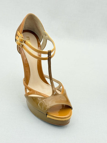 Pre - loved FENDI Brown Size EU 37.5 Heeled Sandals at Reems Closet