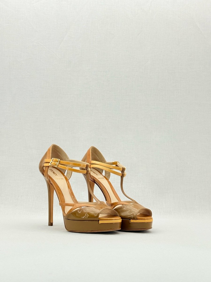 Pre - loved FENDI Brown Size EU 37.5 Heeled Sandals at Reems Closet