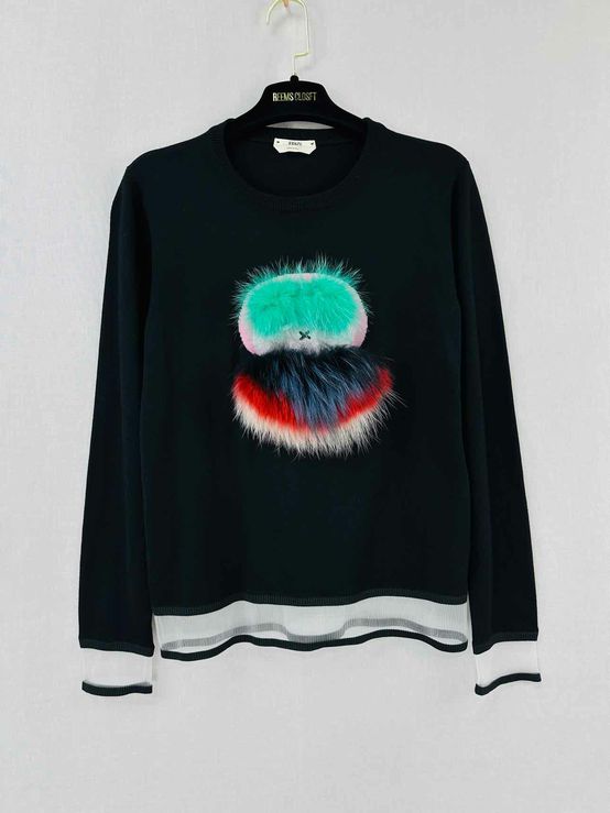 Pre - loved FENDI Bug Eye Black Multicolor Jumper at Reems Closet