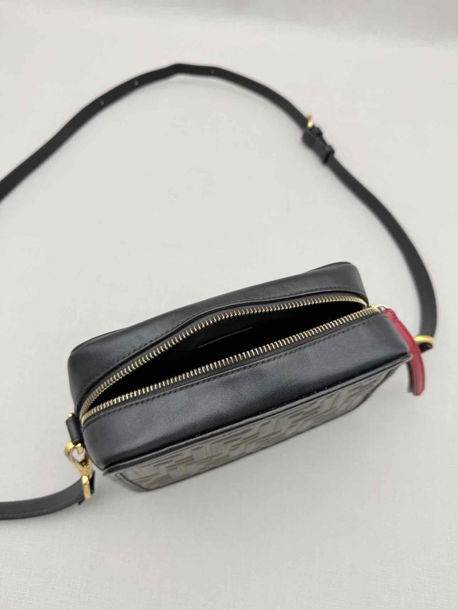 Pre-loved FENDI Camera Case Black & Brown Embossed Crossbody at Reems Closet