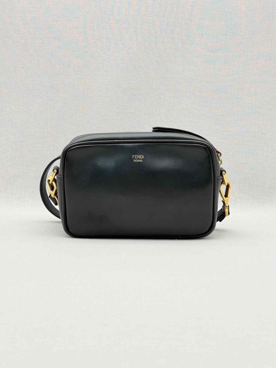 Pre-loved FENDI Camera Case Black & Brown Embossed Crossbody at Reems Closet