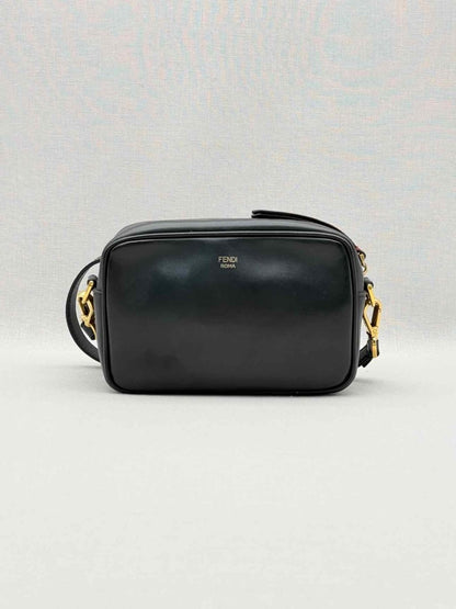 Pre-loved FENDI Camera Case Black & Brown Embossed Crossbody at Reems Closet