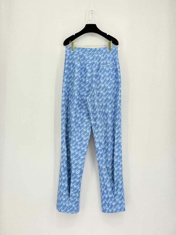Pre-loved FENDI Chambray Blue Cursive Logo Size US 6 Pants at Reems Closet
