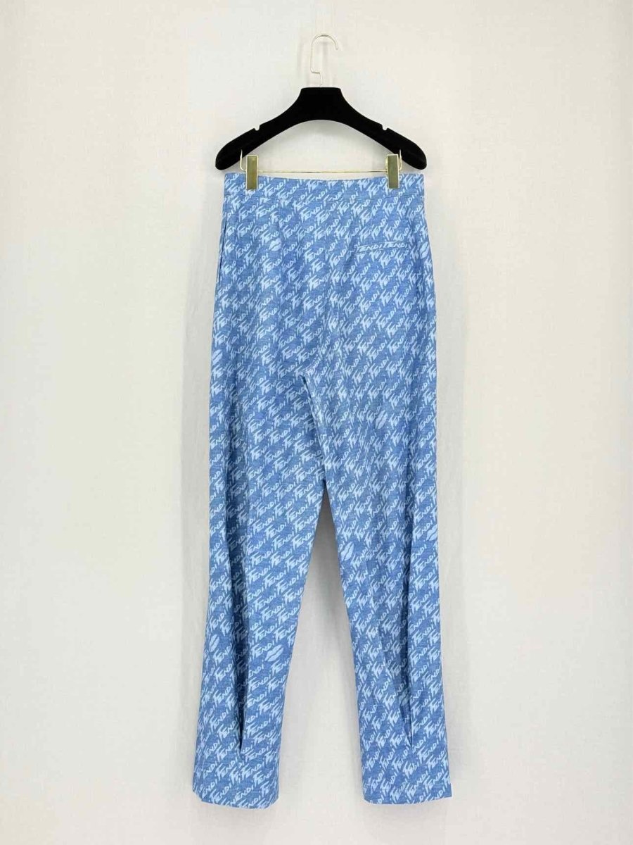 Pre-loved FENDI Chambray Blue Cursive Logo Size US 6 Pants at Reems Closet