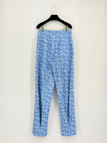 Pre-loved FENDI Chambray Blue Cursive Logo Size US 6 Pants at Reems Closet