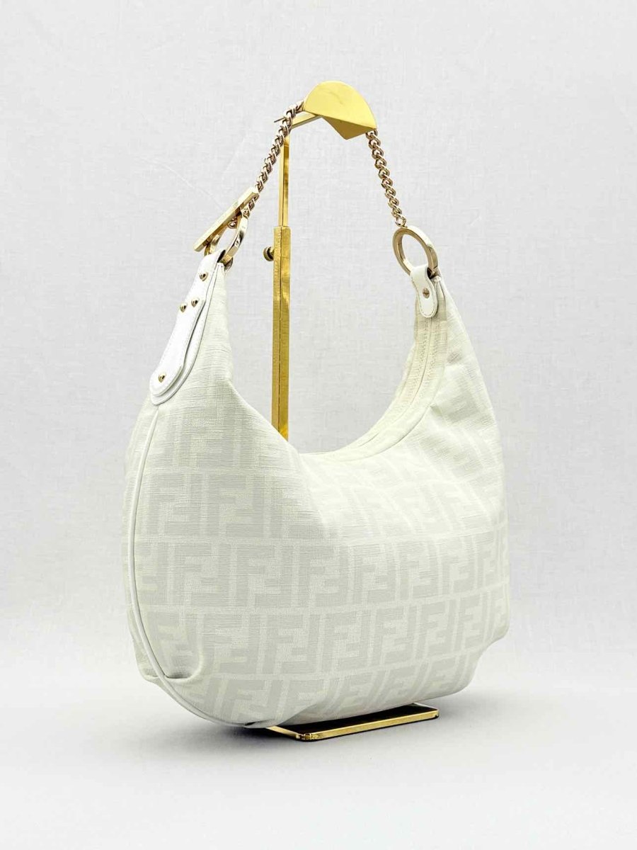 Pre - loved FENDI Chef Chain White & Grey Zucca Hobo bag at Reems Closet