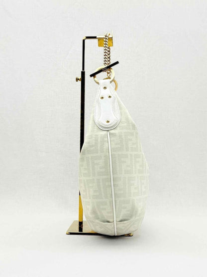 Pre - loved FENDI Chef Chain White & Grey Zucca Hobo bag at Reems Closet