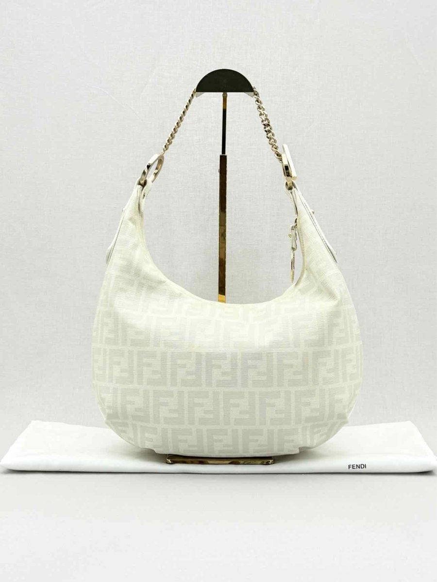 Pre - loved FENDI Chef Chain White & Grey Zucca Hobo bag at Reems Closet