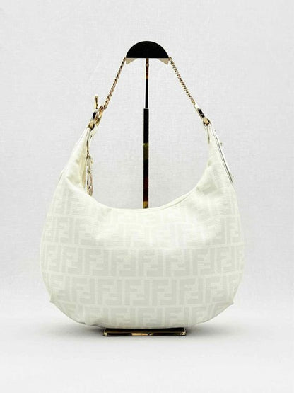 Pre - loved FENDI Chef Chain White & Grey Zucca Hobo bag at Reems Closet